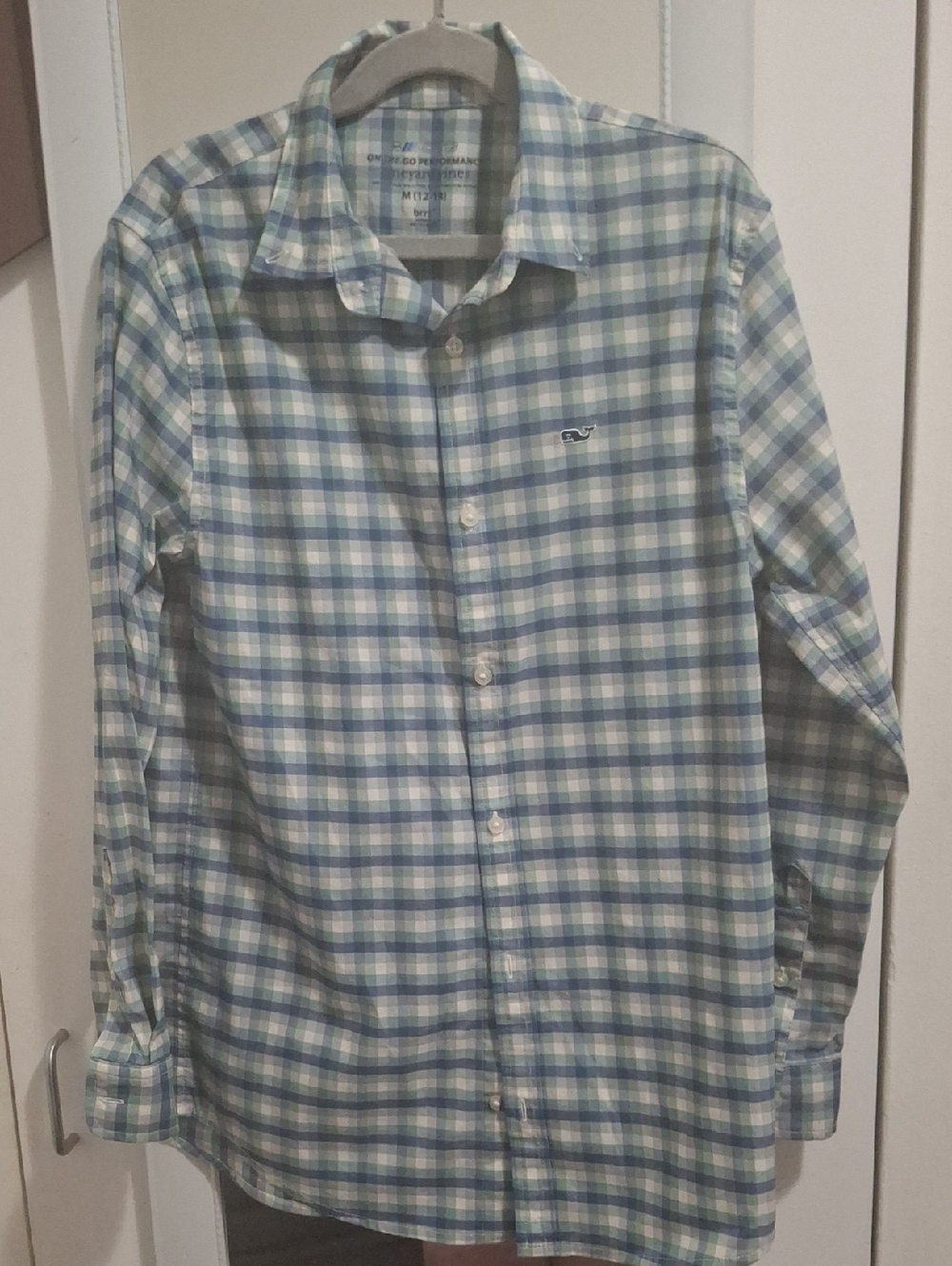 Boys Vineyard Vines Plaid Button-Down Shirt in Blue and Green